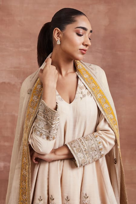 Buy Sue Mue Beige Cotton, Tissue, Silk Embroidery Gitashri Dori Work Anarkali Salwar Set Online at Aza Fashions Buy_Sue Mue_Beige Cotton, Tissue, Silk Embroidery Gitashri Dori Work Anarkali Salwar Set _Online_at_Aza_Fashions