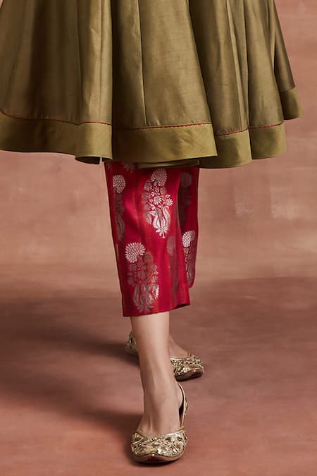 Buy Sue Mue Green Chanderi Silk, Brocade Embroidery Bandeau Palash Yoke Anarkali And Pant Set Online at Aza Fashions Buy_Sue Mue_Green Chanderi Silk, Brocade Embroidery Bandeau Palash Yoke Anarkali And Pant Set _Online_at_Aza_Fashions