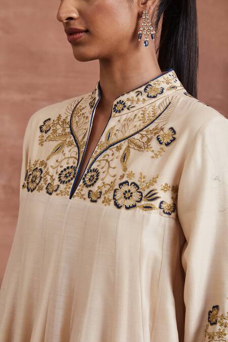 Buy Sue Mue Beige Handloom Cotton, Silk, Chanderi Silk, Rijul Yoke Anarkali And Pant Set Online at Aza Fashions Buy_Sue Mue_Beige Handloom Cotton, Silk, Chanderi Silk, Rijul Yoke Anarkali And Pant Set _Online_at_Aza_Fashions