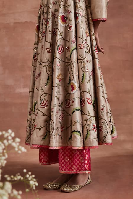 Buy Sue Mue Beige Handloom , Pearls, Radha Aari Anarkali Palazzo Set Online at Aza Fashions Buy_Sue Mue_Beige Handloom , Pearls, Radha Aari Anarkali Palazzo Set _Online_at_Aza_Fashions