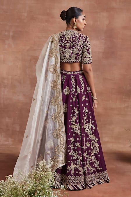 Sue Mue Semal Shikargah Zardozi Embroidered Bridal Lehenga Set 