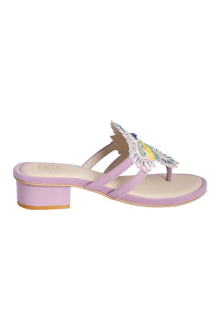 Veruschka By Payal Kothari Purple Embroidered Alvira Block Heel Sandals Online at Aza Fashions Veruschka By Payal Kothari_Purple Embroidered Alvira Block Heel Sandals _Online_at_Aza_Fashions