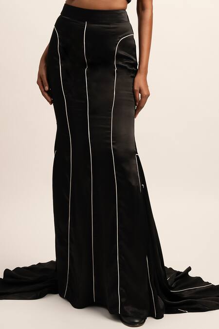 Siddhant Agrawal Black Viscose, Satin, Polyester Embroidery Elysian Line Skirt Online at Aza Fashions Siddhant Agrawal_Black Viscose, Satin, Polyester Embroidery Elysian Line Skirt _Online_at_Aza_Fashions