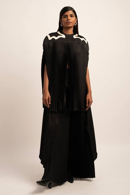 Siddhant Agrawal Black Satin, Polyester Applique Round Neck Swallowtail Placement Embroidered Top Online at Aza Fashions Siddhant Agrawal_Black Satin, Polyester Applique Round Neck Swallowtail Placement Embroidered Top _Online_at_Aza_Fashions