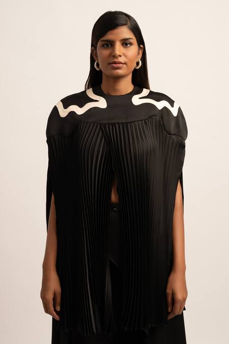 Shop Siddhant Agrawal Black Satin, Polyester Applique Round Neck Swallowtail Placement Embroidered Top Online at Aza Fashions Shop_Siddhant Agrawal_Black Satin, Polyester Applique Round Neck Swallowtail Placement Embroidered Top _Online_at_Aza_Fashions