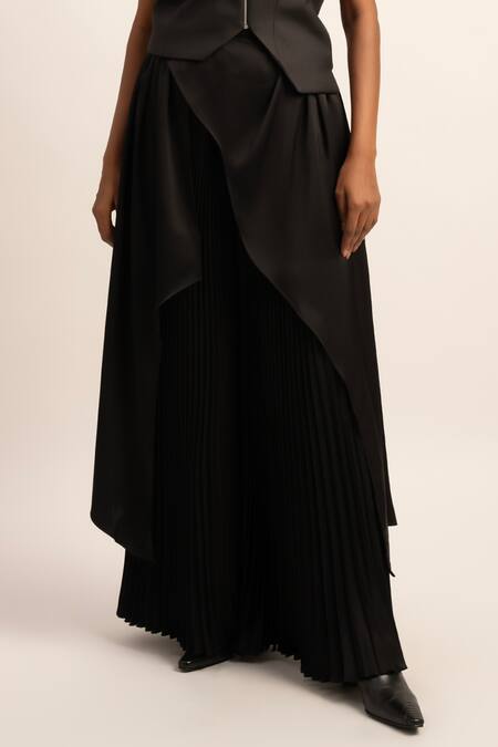 Buy Siddhant Agrawal Black Satin Chaos Cascade Trouser Online at Aza Fashions Buy_Siddhant Agrawal_Black Satin Chaos Cascade Trouser _Online_at_Aza_Fashions