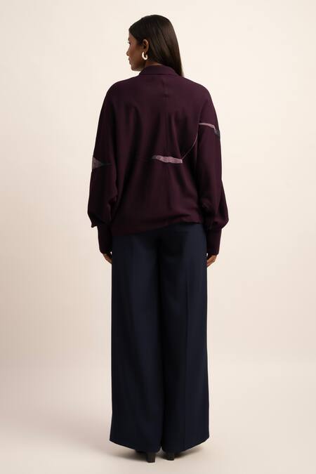 Shop Siddhant Agrawal Blue Modal, Polyester Deep Solid Trouser at Aza Fashions Shop_Siddhant Agrawal_Blue Modal, Polyester Deep Solid Trouser _at_Aza_Fashions