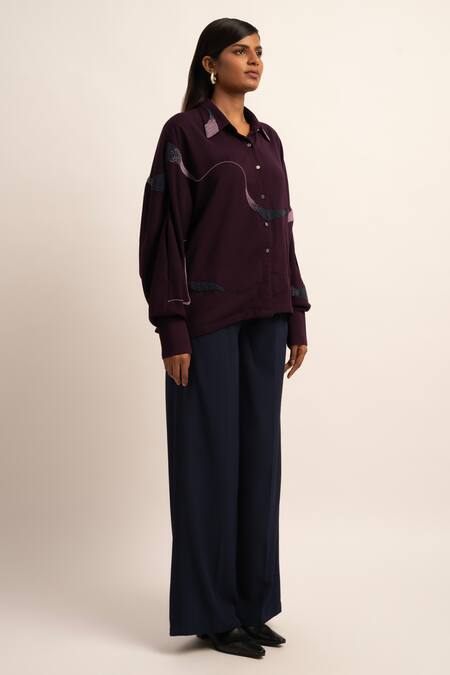 Shop Siddhant Agrawal Blue Modal, Polyester Deep Solid Trouser Online at Aza Fashions Shop_Siddhant Agrawal_Blue Modal, Polyester Deep Solid Trouser _Online_at_Aza_Fashions