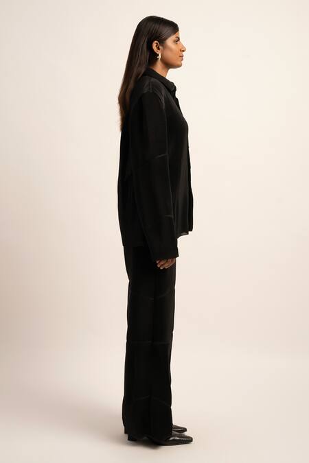 Buy Siddhant Agrawal Black Organza Collared Timeless Chaos Solid Shirt Online at Aza Fashions Buy_Siddhant Agrawal_Black Organza Collared Timeless Chaos Solid Shirt _Online_at_Aza_Fashions