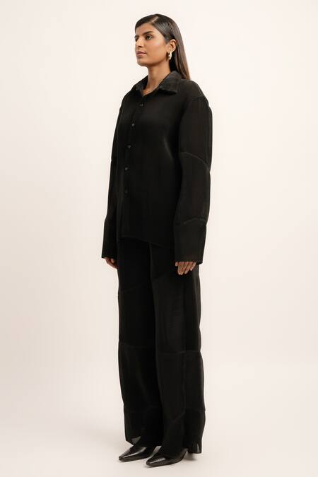 Buy Siddhant Agrawal Black Organza, Polyester Timeless Chaos Solid Trouser Online at Aza Fashions Buy_Siddhant Agrawal_Black Organza, Polyester Timeless Chaos Solid Trouser _Online_at_Aza_Fashions