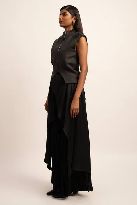 Buy Siddhant Agrawal Grey Satin, Polyester, Crepe Crystals High Seraphic Symphony Sleeveless Jacket Online at Aza Fashions Buy_Siddhant Agrawal_Grey Satin, Polyester, Crepe Crystals High Seraphic Symphony Sleeveless Jacket _Online_at_Aza_Fashions