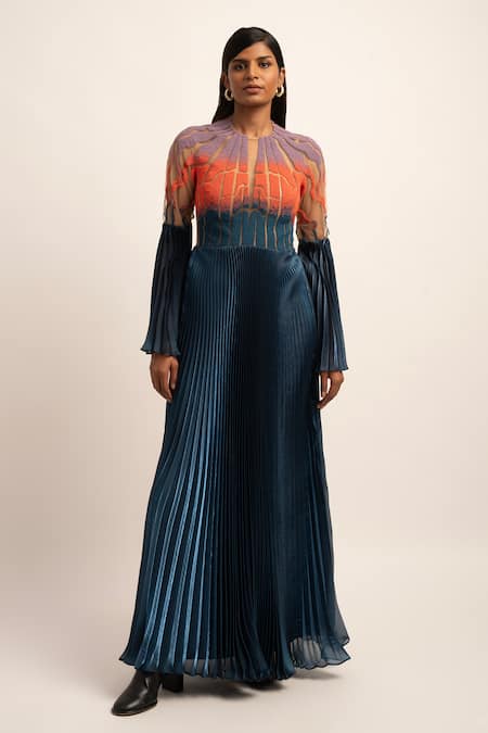 Siddhant Agrawal Luminous Flutter Bead Embroidered Gown 