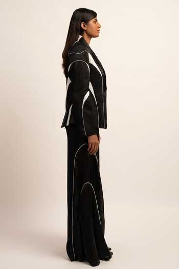 Buy_Siddhant Agrawal_Black Viscose, Modal Beads Morphic Mirage Embroidered Blazer _Online_at_Aza_Fashions