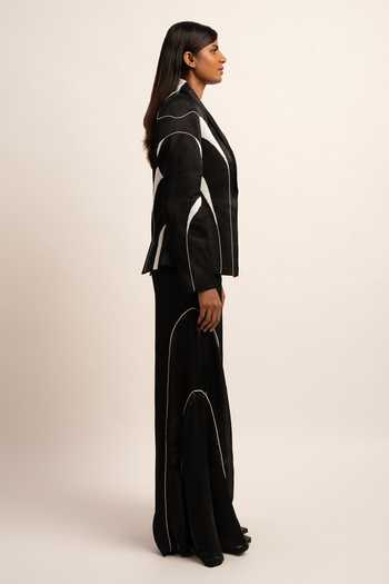 Buy_Siddhant Agrawal_Black Viscose, Satin Beads Elysian Placement Embroidered Trouser _Online_at_Aza_Fashions