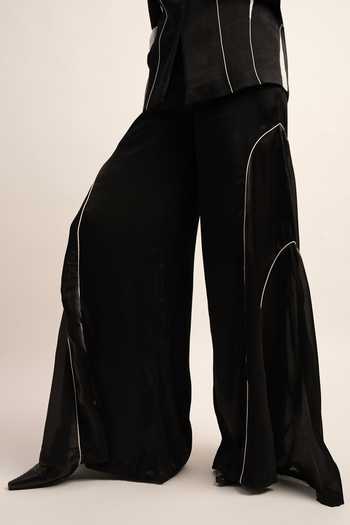 Shop_Siddhant Agrawal_Black Viscose, Satin Beads Elysian Placement Embroidered Trouser _Online_at_Aza_Fashions