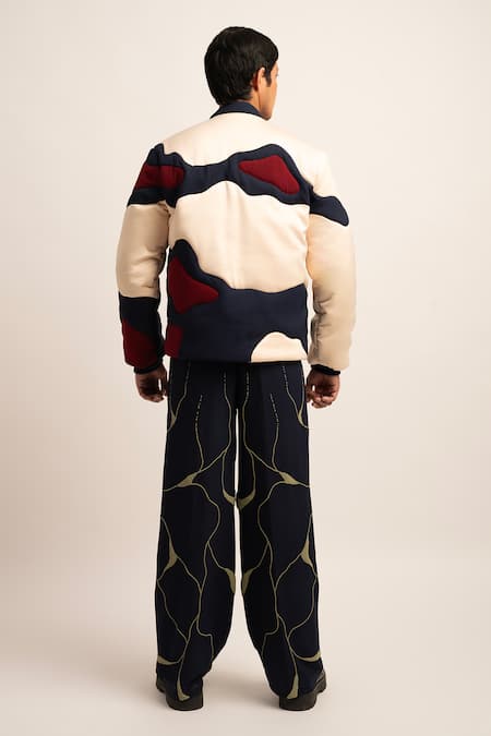 Shop Siddhant Agrawal Blue Modal Beads The Morphos Tech Embellished Trouser at Aza Fashions Shop_Siddhant Agrawal_Blue Modal Beads The Morphos Tech Embellished Trouser _at_Aza_Fashions