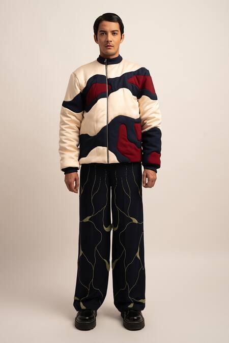 Siddhant Agrawal_Beige Modal The Chronos Wave Patch Work Puffer Jacket _Online_at_Aza_Fashions