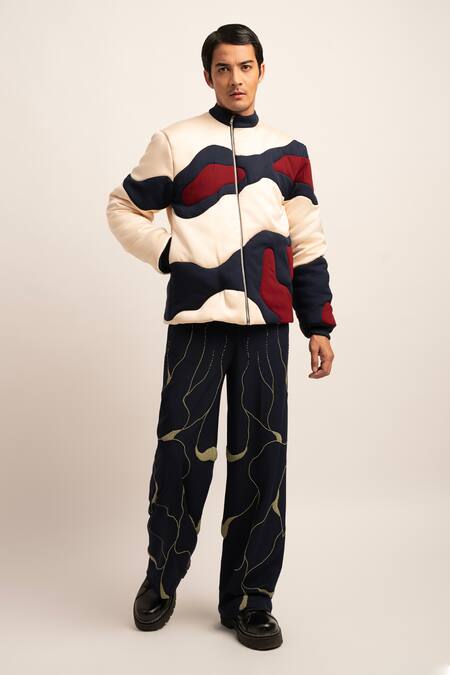 Siddhant Agrawal_Beige Modal The Chronos Wave Patch Work Puffer Jacket _at_Aza_Fashions