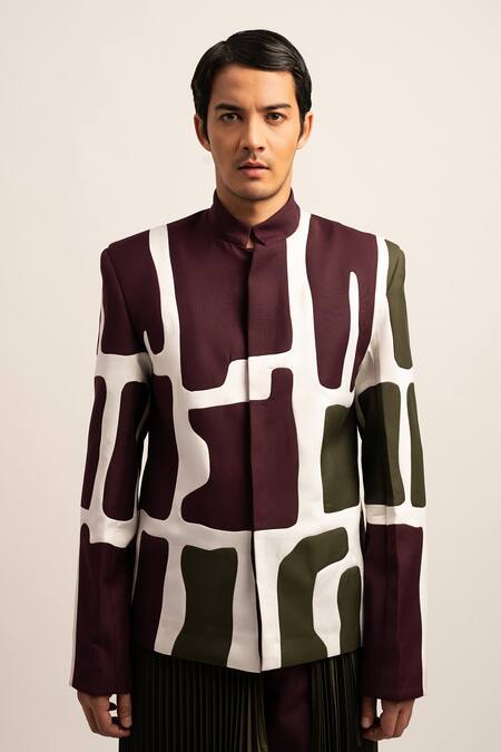 Shop_Siddhant Agrawal_Purple The Iris Helix Patch Work Jacket _Online_at_Aza_Fashions