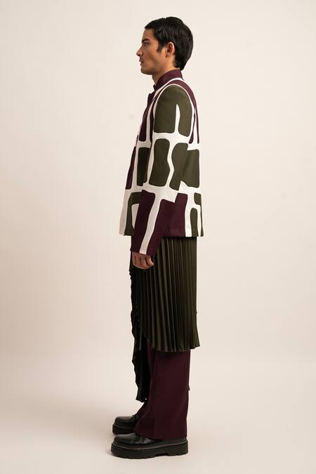 Buy_Siddhant Agrawal_Purple Twill, Polyester The Chaos Cascade Trouser And Pleated Skirt _Online_at_Aza_Fashions