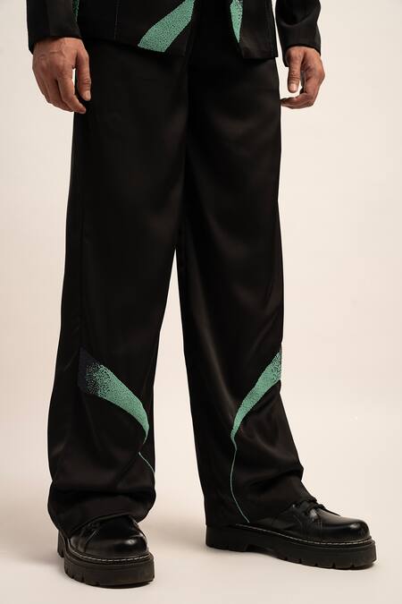 Shop Siddhant Agrawal Black Satin Beads The Astral Galaxy Fusion Trouser Online at Aza Fashions Shop_Siddhant Agrawal_Black Satin Beads The Astral Galaxy Fusion Trouser _Online_at_Aza_Fashions