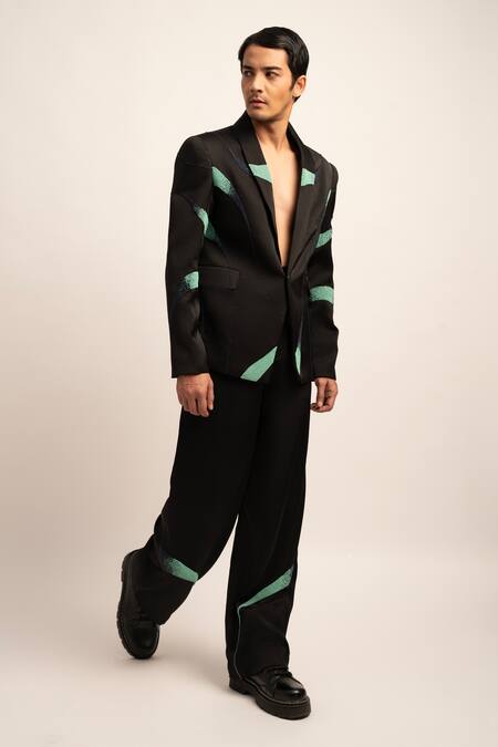 Siddhant Agrawal Black Satin Beads The Astral Galaxy Fusion Trouser at Aza Fashions Siddhant Agrawal_Black Satin Beads The Astral Galaxy Fusion Trouser _at_Aza_Fashions