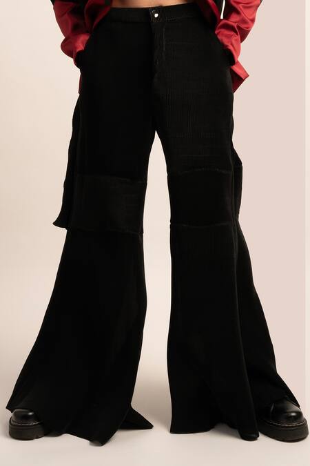 Shop Siddhant Agrawal Black Organza, Polyester Embroidery The Futurist Monarch Trouser Online at Aza Fashions Shop_Siddhant Agrawal_Black Organza, Polyester Embroidery The Futurist Monarch Trouser _Online_at_Aza_Fashions