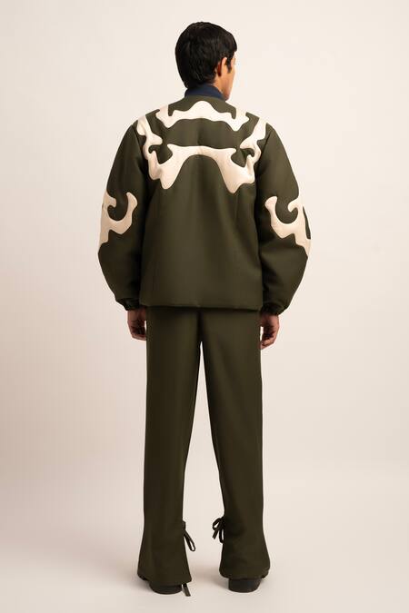 Shop Siddhant Agrawal Green Mohair Patchwork Nebula Boot Cut Tie Up Trouser at Aza Fashions Shop_Siddhant Agrawal_Green Mohair Patchwork Nebula Boot Cut Tie Up Trouser _at_Aza_Fashions