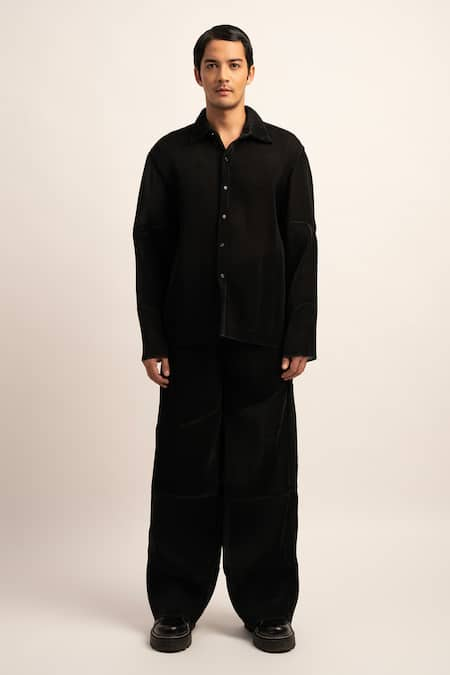 Siddhant Agrawal Black Fluid Organza India Timeless Chaos Shirt 