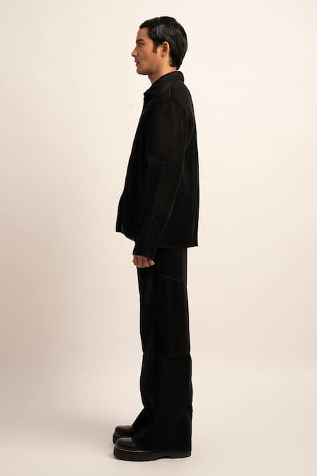 Siddhant Agrawal Black Organza, Polyester Timeless Chaos Fluid Shirt Online at Aza Fashions Siddhant Agrawal_Black Organza, Polyester Timeless Chaos Fluid Shirt _Online_at_Aza_Fashions