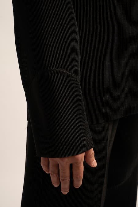 Shop Siddhant Agrawal Black Organza, Polyester Timeless Chaos Fluid Shirt Online at Aza Fashions Shop_Siddhant Agrawal_Black Organza, Polyester Timeless Chaos Fluid Shirt _Online_at_Aza_Fashions