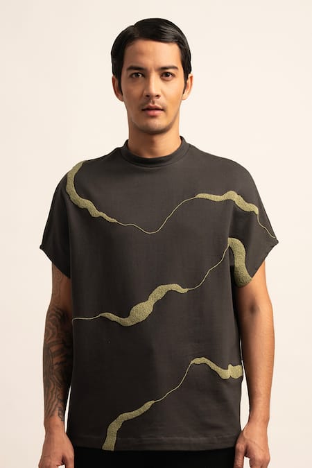 Siddhant Agrawal Label Terry Cotton Beadwork Tshirt 