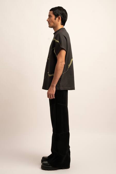 Shop_Siddhant Agrawal_Grey Cotton Beads Terry Beadwork Tshirt _Online_at_Aza_Fashions