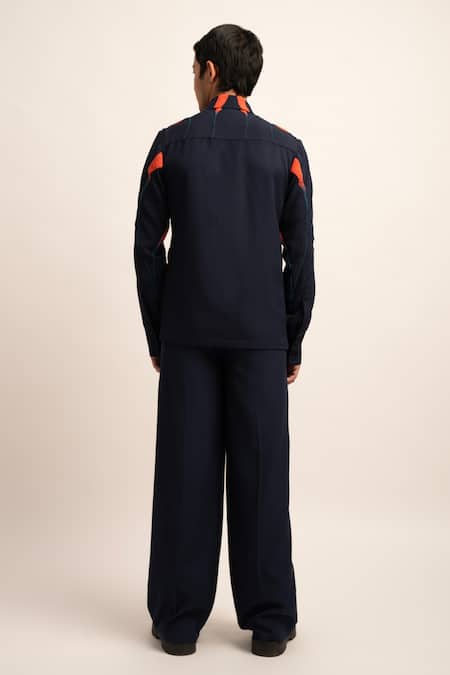 Shop Siddhant Agrawal Blue Modal, Polyester Beads Chromatic Ombre Beadwork Shirt at Aza Fashions Shop_Siddhant Agrawal_Blue Modal, Polyester Beads Chromatic Ombre Beadwork Shirt _at_Aza_Fashions