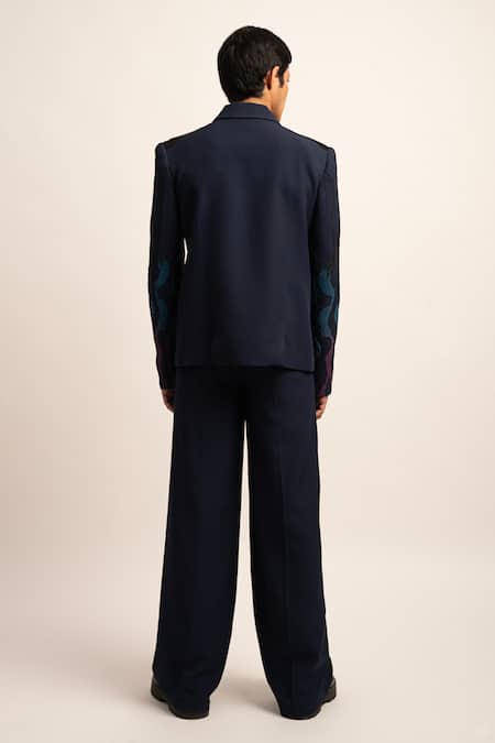 Shop Siddhant Agrawal Blue Modal, Satin Beads Aetherial Embroidered Blazer And Pant Set at Aza Fashions Shop_Siddhant Agrawal_Blue Modal, Satin Beads Aetherial Embroidered Blazer And Pant Set _at_Aza_Fashions