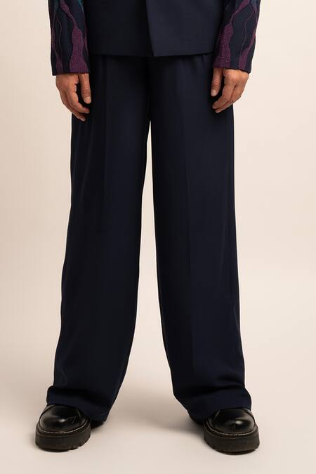 Siddhant Agrawal Blue Modal, Satin Beads Aetherial Embroidered Blazer And Pant Set Online at Aza Fashions Siddhant Agrawal_Blue Modal, Satin Beads Aetherial Embroidered Blazer And Pant Set _Online_at_Aza_Fashions