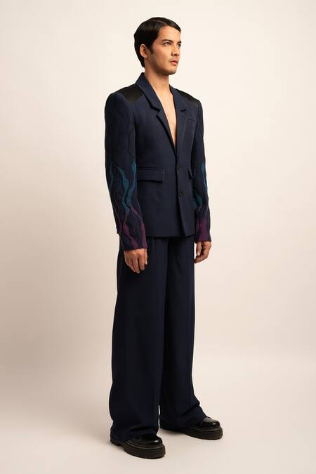 Buy Siddhant Agrawal Blue Modal, Satin Beads Aetherial Embroidered Blazer And Pant Set Online at Aza Fashions Buy_Siddhant Agrawal_Blue Modal, Satin Beads Aetherial Embroidered Blazer And Pant Set _Online_at_Aza_Fashions