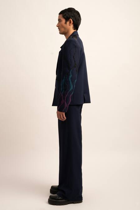 Shop Siddhant Agrawal Blue Modal Aetherial Moss Crepe Trouser Online at Aza Fashions Shop_Siddhant Agrawal_Blue Modal Aetherial Moss Crepe Trouser _Online_at_Aza_Fashions