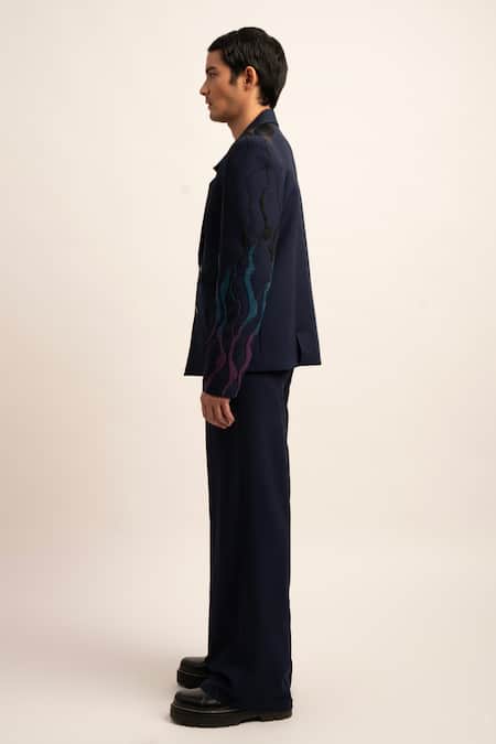 Shop Siddhant Agrawal Blue Modal, Satin, Crepe Beads Aetherial Hand Blazer Online at Aza Fashions Shop_Siddhant Agrawal_Blue Modal, Satin, Crepe Beads Aetherial Hand Blazer _Online_at_Aza_Fashions