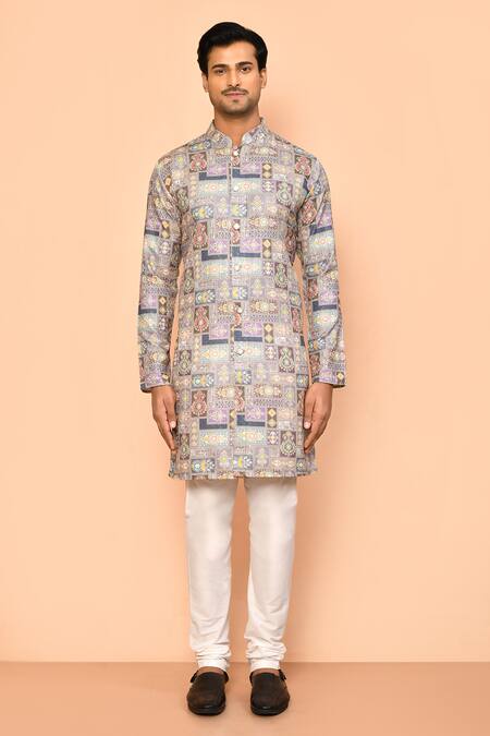Arihant Rai Sinha_Multi Color Cotton Sequins, Embroidery Straight Kurta _Online_at_Aza_Fashions