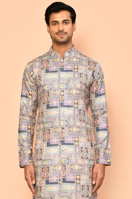 Buy_Arihant Rai Sinha_Multi Color Cotton Sequins, Embroidery Straight Kurta _Online_at_Aza_Fashions