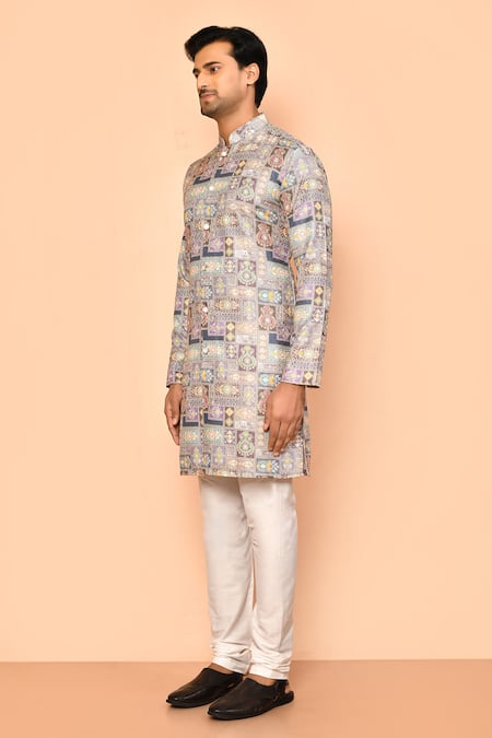 Shop_Arihant Rai Sinha_Multi Color Cotton Sequins, Embroidery Straight Kurta _Online_at_Aza_Fashions