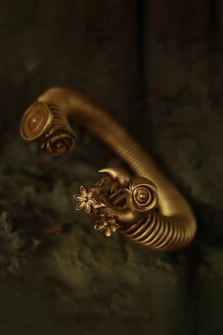 AK-OK Gold Plated Flamingo Love Carved Bracelet Online at Aza Fashions AK-OK_Gold Plated Flamingo Love Carved Bracelet _Online_at_Aza_Fashions