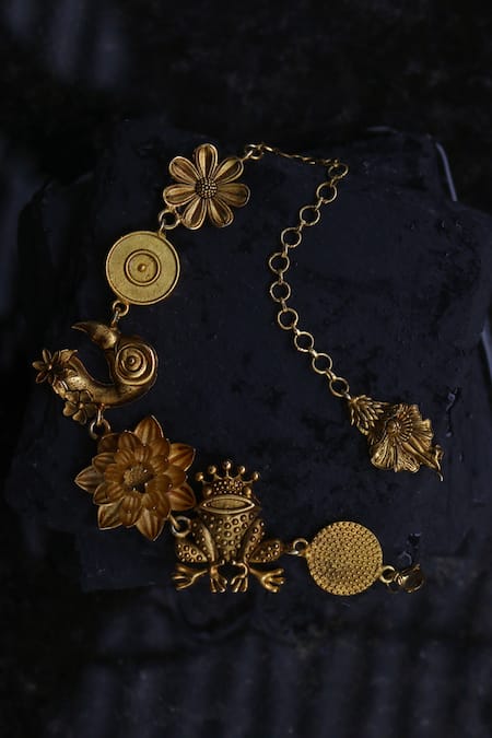 Shop AK-OK Gold Plated Monsoon Souls Bracelet at Aza Fashions Shop_AK-OK_Gold Plated Monsoon Souls Bracelet _at_Aza_Fashions