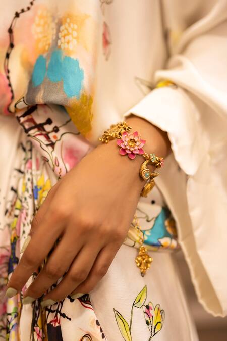 Kundan Lotus design bracelet and Dora Rakhi Combo | Buy Online  Bhaiya-Bhabhi Rakhi