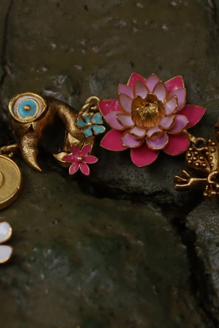 AK-OK_Gold Plated Cut Work Floral Carved Bracelet _Online_at_Aza_Fashions