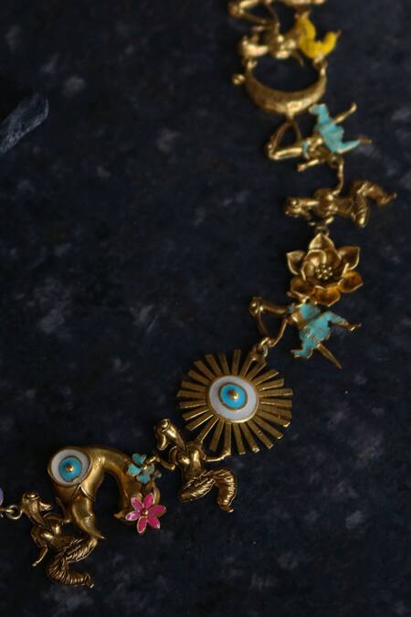 AK-OK Gold Plated Enchanted Touch Choker Necklace Online at Aza Fashions AK-OK_Gold Plated Enchanted Touch Choker Necklace _Online_at_Aza_Fashions