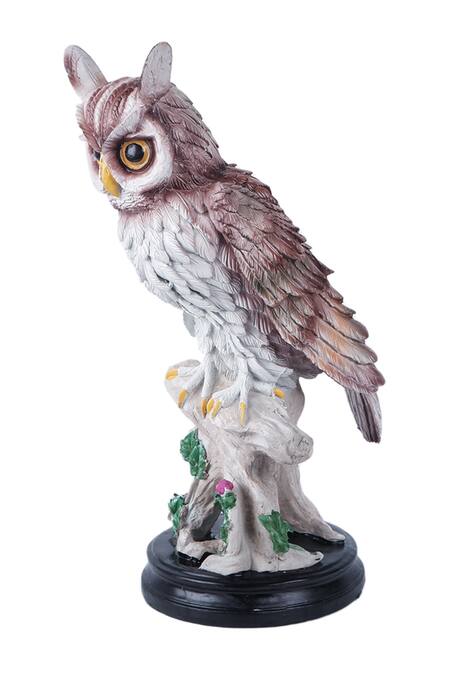 The White Ink Decor_Multi Color Poly Resin Fengshui Owl Figurine_Online_at_Aza_Fashions