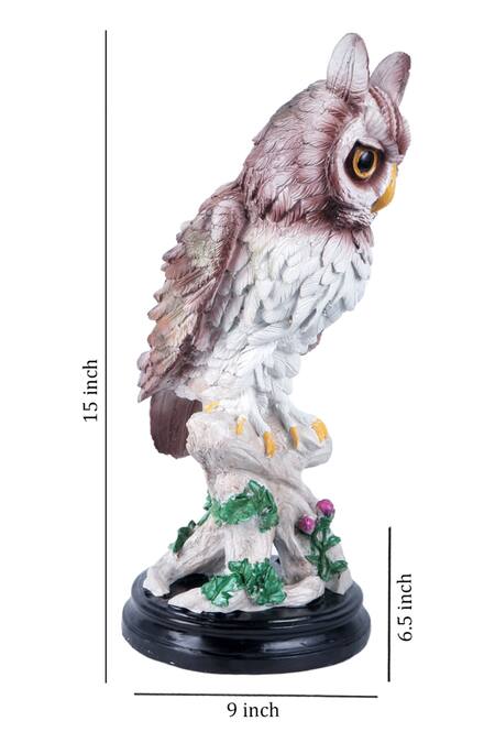 Buy_The White Ink Decor_Multi Color Poly Resin Fengshui Owl Figurine_Online_at_Aza_Fashions
