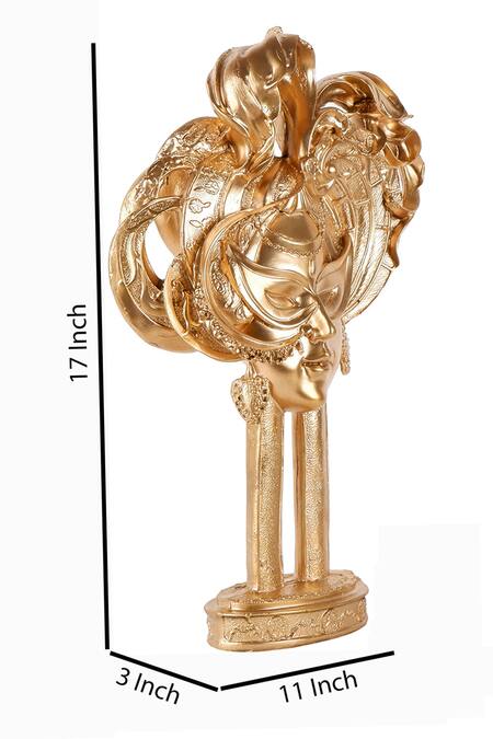 Buy_The White Ink Decor_Gold Poly Resin Celine Masquerade Carved Showpiece_Online_at_Aza_Fashions